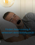 Mann schläft entspannt mit NightHaven Mouth Tape – Fördert Nasenatmung & verbessert Schlafqualität