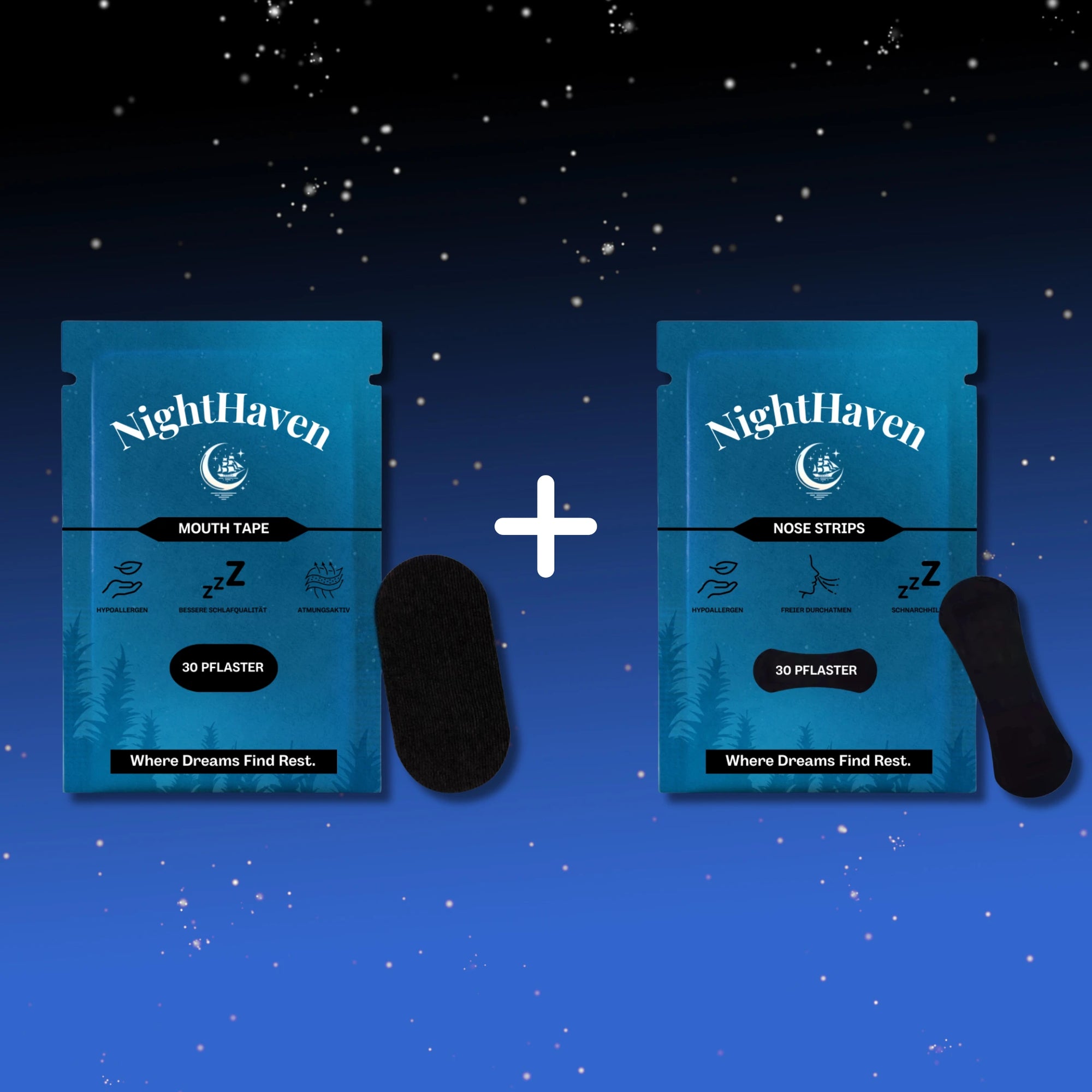 NightHaven Better-Sleep-Bundle - Mouth Tapes und Nose Strips zu Verbesserung der Atmung