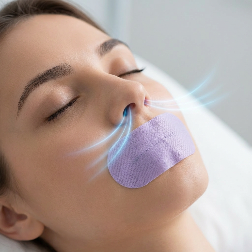 Anwendung des NightHaven Lavendel Mouth Tapes im Schlaf – Mundpflaster zum Schlafen fördert Nasenatmung, besseres Einschlafen und erholsamen Schlaf