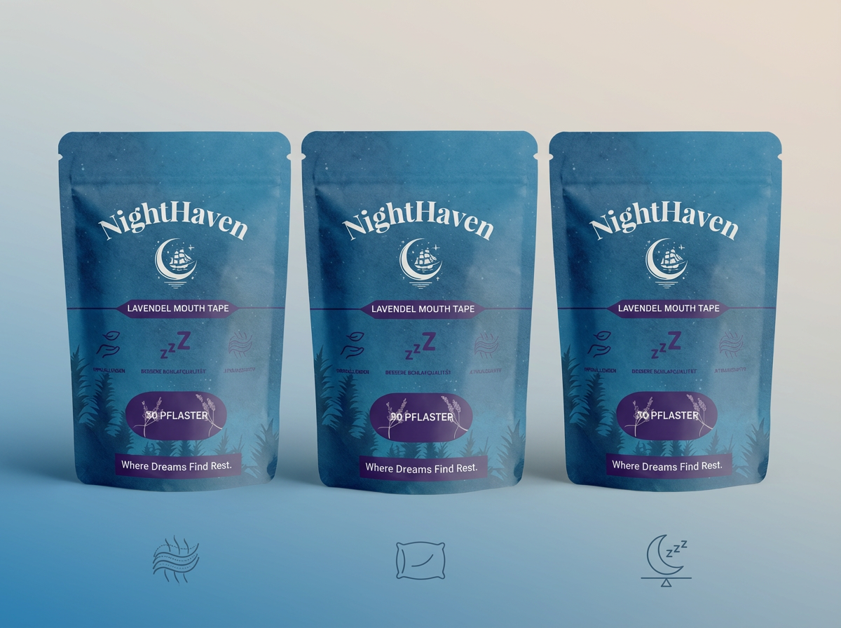 NightHaven Lavendel Mouth Tape Verpackung – Mundpflaster zum Schlafen für bessere Schlafqualität, Nasenatmung und erholsamen Schlaf