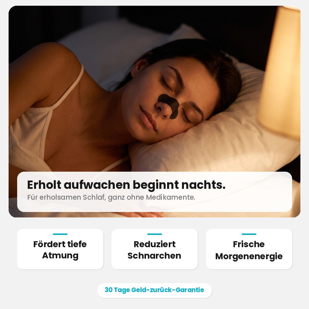 Erholsamer Schlaf mit schwarzen NightHaven Nose Strips 