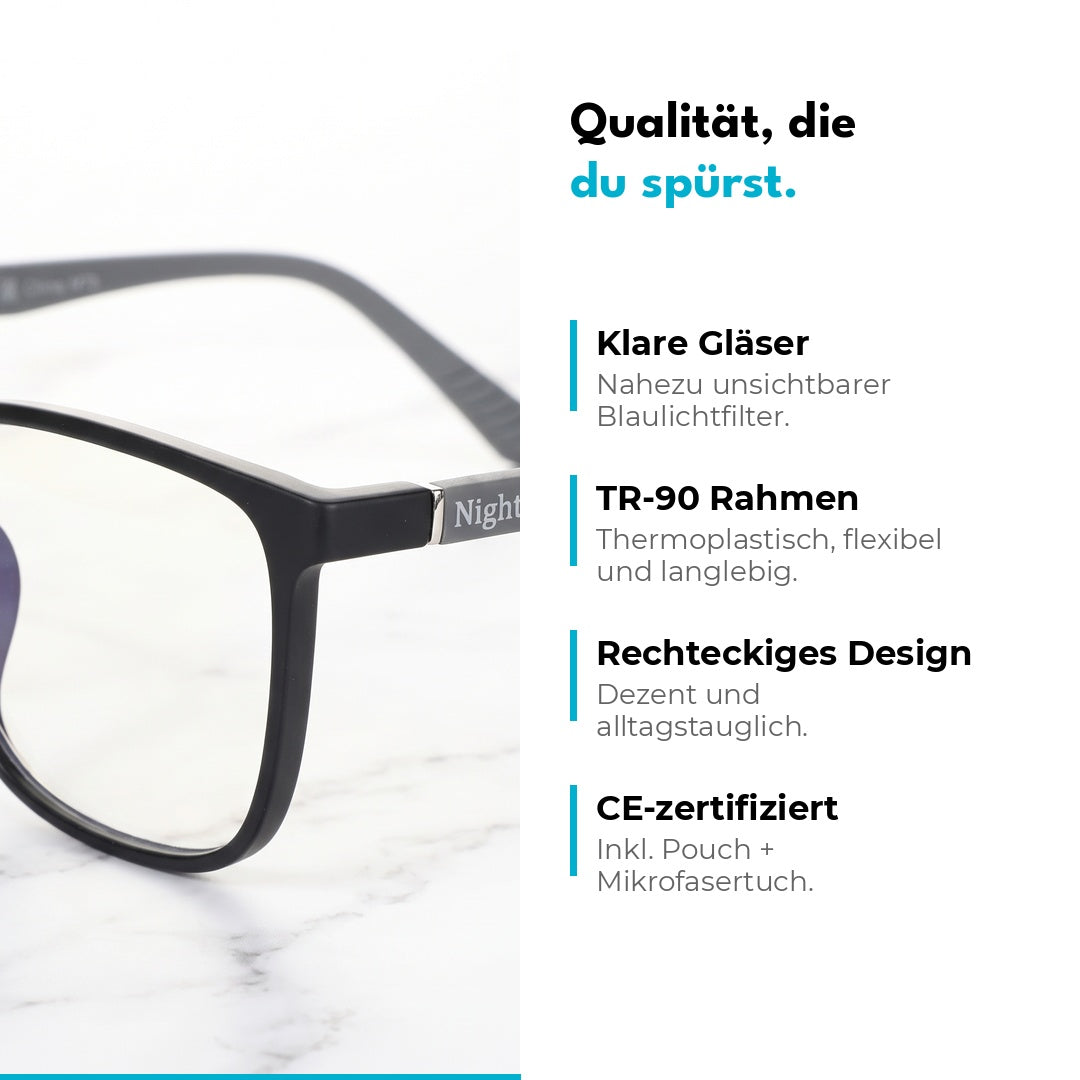 CIRCADIA Blaulichtfilterbrille Schwarz, Qualität im Detail 