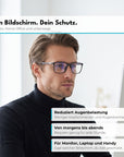 CIRCADIA Blaulichtfilterbrille Schwarz bei der Bildschirmarbeit 
