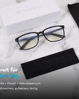 CIRCADIA Blaulichtfilterbrille Schwarz mit Etui und Verpackung 
