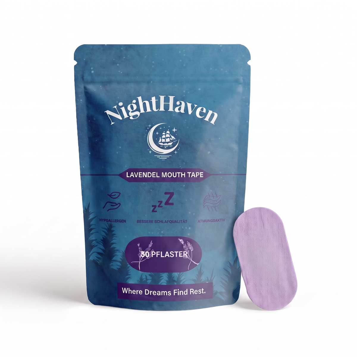 NightHaven Lavendel Mouth Tape – 30er-Packung Mundpflaster mit Lavendelduft