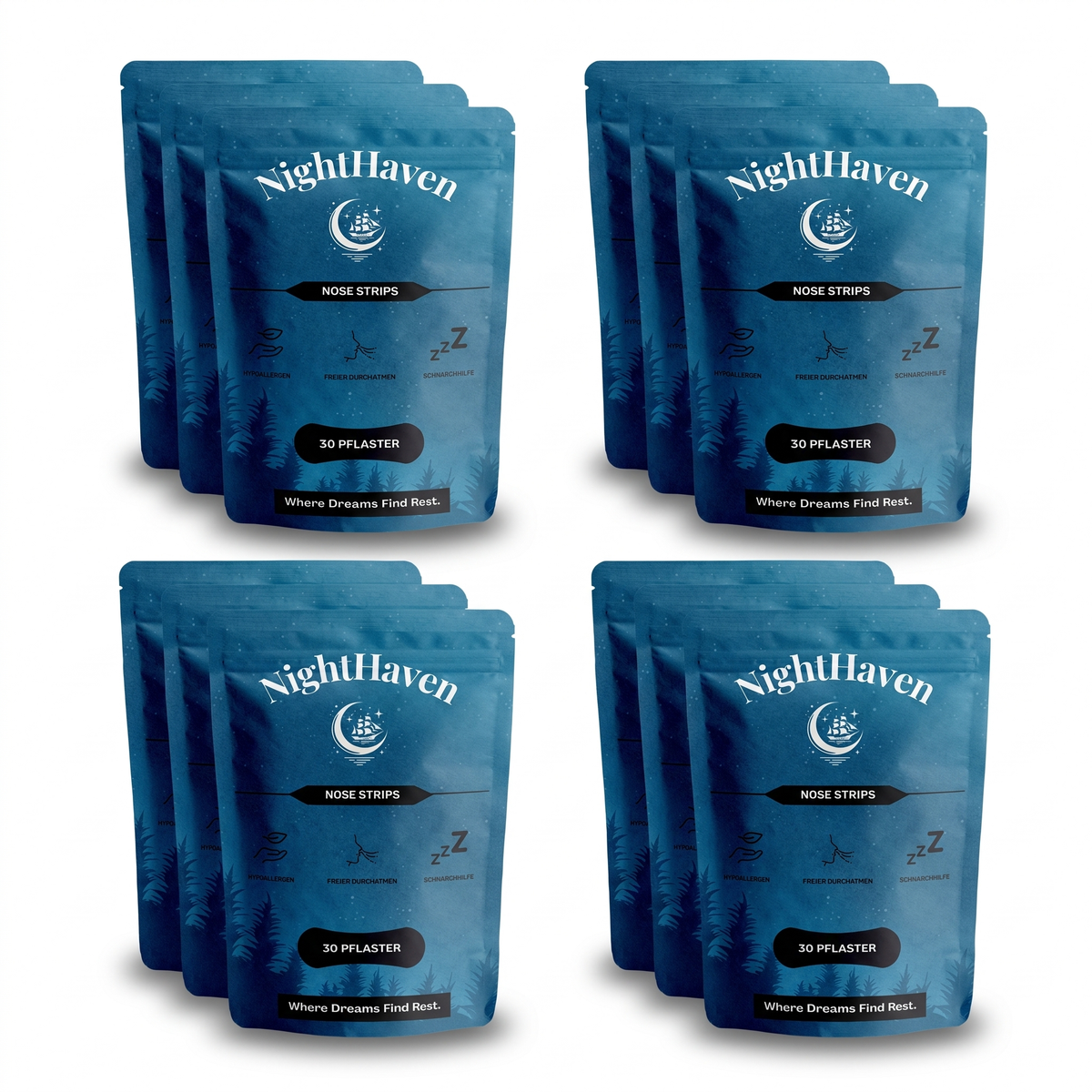 NightHaven Nose Strips Yearly Supply – Jahresvorrat schwarze Nasenpflaster 
