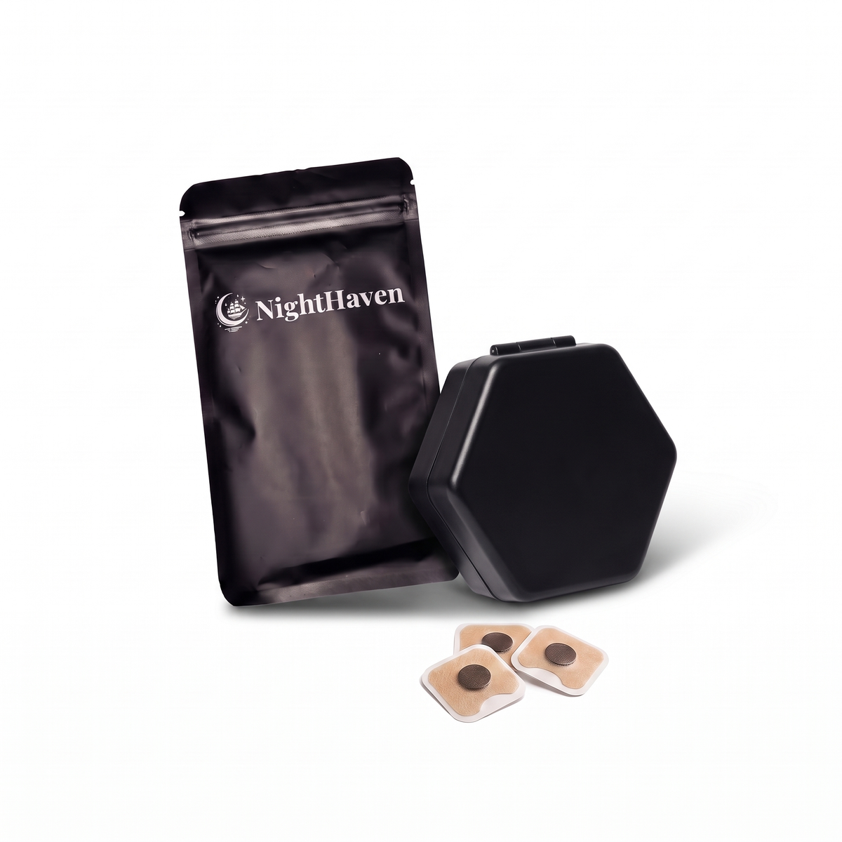 Refill &amp; Go Bundle von NightHaven: Magnetic Patches Refill Pack und Reiseetui in Schwarz für den Magnetic Nose Strip 