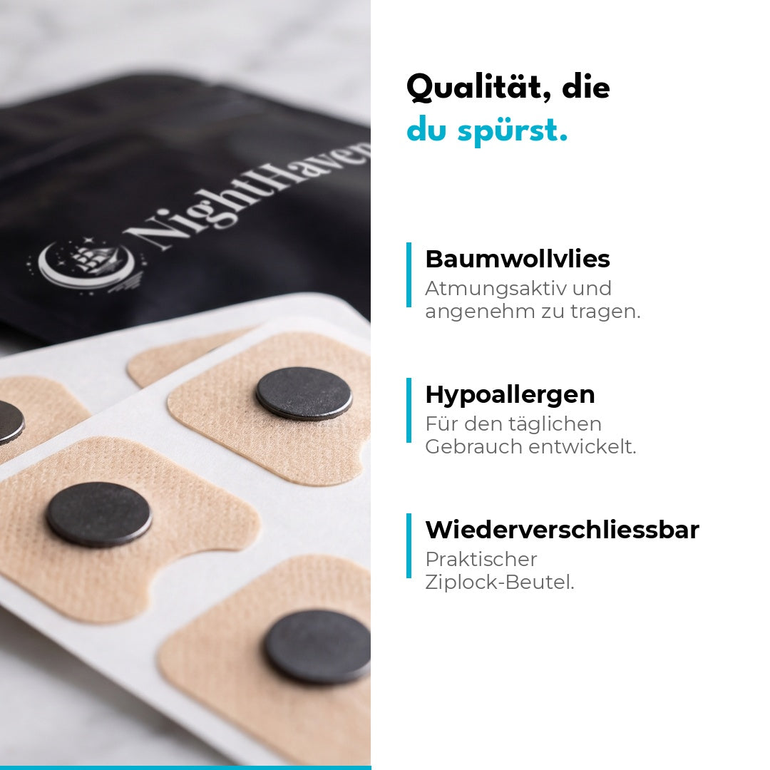 Magnetic Patches aus hautfreundlichem Baumwollvlies im wiederverschliessbaren Beutel 