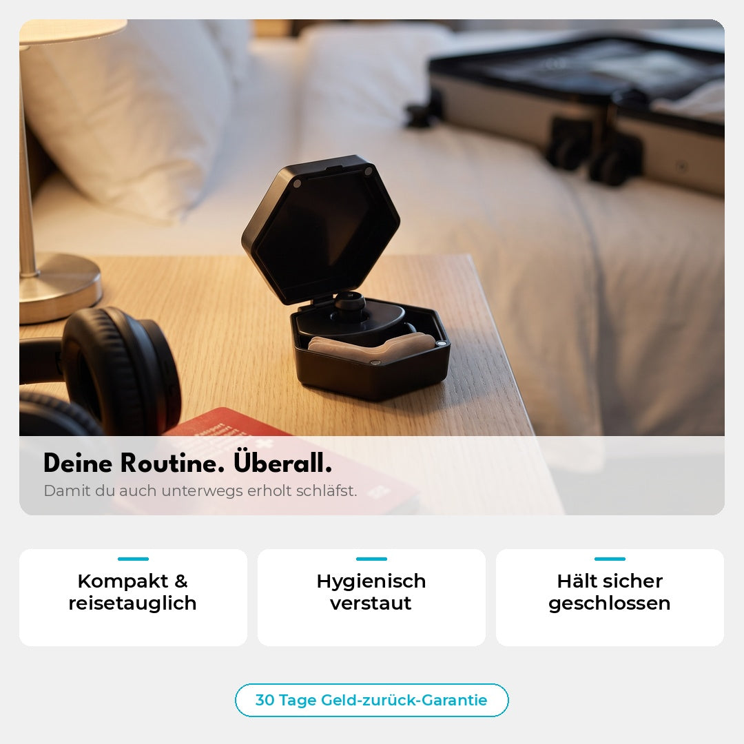 Schwarzes Reiseetui für den Magnetic Nose Strip, kompakt und reisetauglich 
