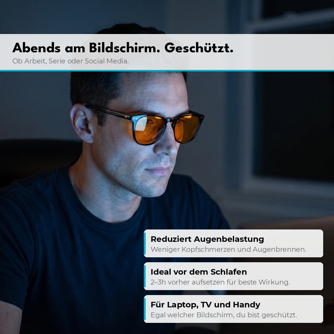 VESPER Amber filtert abends Blaulicht vom Bildschirm