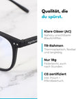 VESPER Crystal Clear Blaulichtfilterbrille mit leichtem Rahmen im Detail