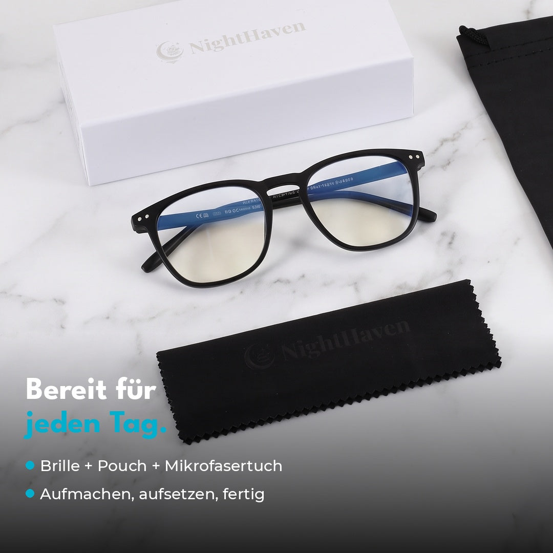 VESPER Crystal Clear Blaulichtfilterbrille mit Pouch und Mikrofasertuch